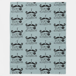 灰色の青い口ひげ質問の父の日 フリースブランケット