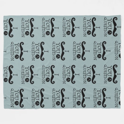 灰色の青い口ひげ質問の父の日 フリースブランケット (正面(横))