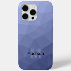 灰色の青い幾何グラデーションメッシュパターンモノグラム iPhone 15 PRO MAXケース