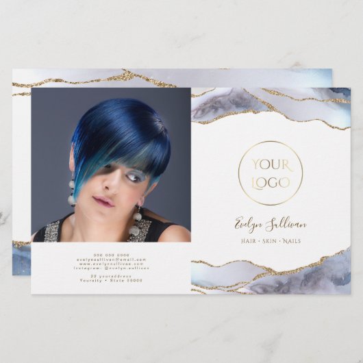 灰色の青い瑪瑙の二折パンフレット (正面/裏面)