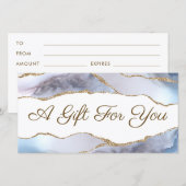 灰色の青い瑪瑙ギフト証明書 (正面/裏面)