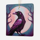 灰色の青い背景に割れ目のスケッチ セラミックオーナメント (左)