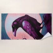 灰色の青い背景に割れ目のスケッチ ビーチタオル (正面)