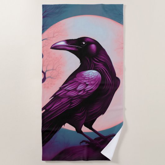 灰色の青い背景に割れ目のスケッチ ビーチタオル (正面)