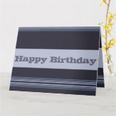 灰色の青とストライプ カード (黄色い花)