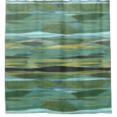 灰色の青と緑の抽象芸術 シャワーカーテン (正面)