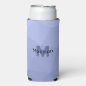 灰色の青のグラデーションの幾何学的メッシュパターンモノグラム スリム缶クーラー (Seltzer正面)