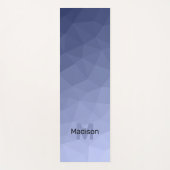 灰色の青のグラデーションの幾何学的メッシュパターンモノグラム ヨガマット (正面)