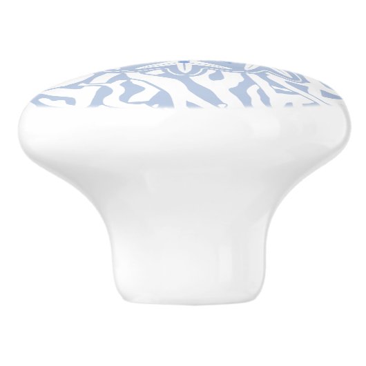 灰色の青のビーチの珊瑚礁のヒトデのモノグラム セラミックノブ (側面)