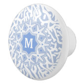 灰色の青のビーチの珊瑚礁のヒトデのモノグラム セラミックノブ (右)