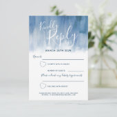 灰色の青の抽象芸術の近代美術の色彩の鮮やかな結婚式 出欠カード (スタンド正面)