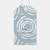 灰色の青の白い円 ギフトタグ (正面)