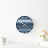 灰色の青ストライプ色 ラウンド壁時計 (ホーム)