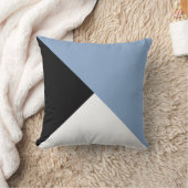 灰色の青、黒、白の対角色ブロック クッション (ブランケット)