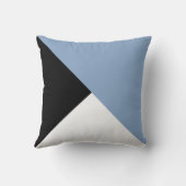 灰色の青、黒、白の対角色ブロック クッション (裏面)