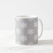 灰色の静かな雪の結晶 コーヒーマグカップ (正面右)