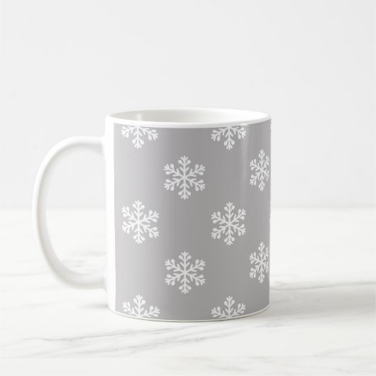 灰色の静かな雪の結晶 コーヒーマグカップ (左)