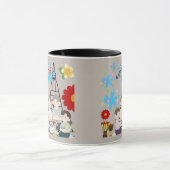 灰色の香りの花のスプラッシュ マグカップ (中央)