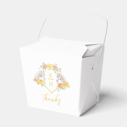 灰色の馬と黄色のバラのモノグラム感謝してい フェイバーボックス (正面サイド)