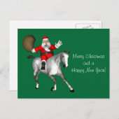 灰色の馬に乗るサンタクロース シーズンポストカード (正面/裏面)