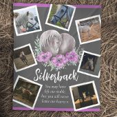 灰色の馬の記念紫のポピーの花の写真 フリースブランケット