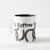 灰色の馬の靴私はむしろマグに乗っていました ツートーンマグカップ (正面左)