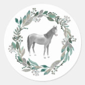灰色の馬ステッカー ラウンドシール (正面)