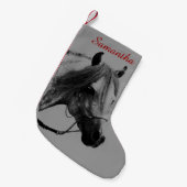 灰色の馬頭 スモールクリスマスストッキング (正面 (吊り時))
