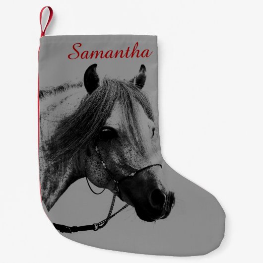 灰色の馬頭 スモールクリスマスストッキング (正面)