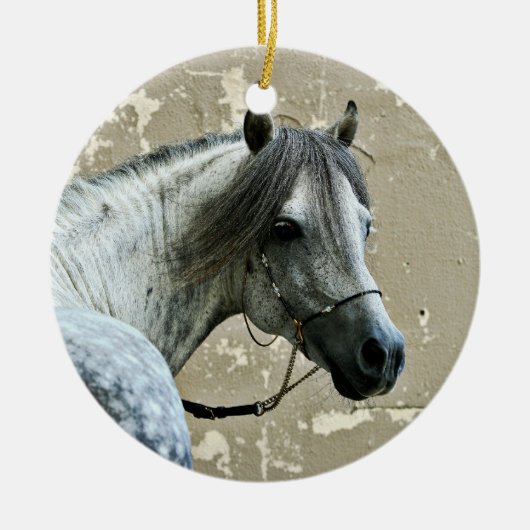 灰色の馬頭 セラミックオーナメント (正面)
