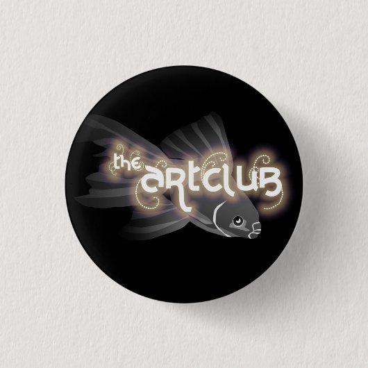 灰色の魚ボタン 缶バッジ (正面)