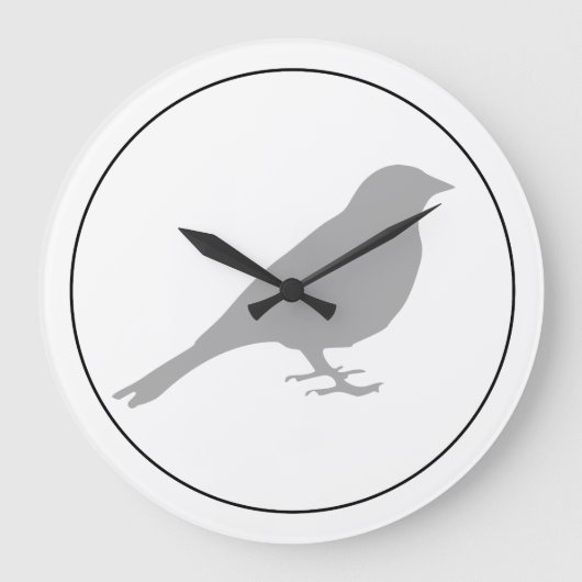 灰色の鳥の壁時計 ラージ壁時計 (正面)