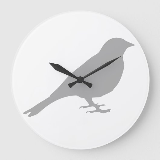 灰色の鳥の時計 ラージ壁時計 (正面)