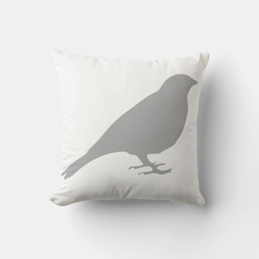 灰色の鳥の枕 クッション (正面)