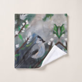 灰色の鳥 バスタオルセット (ウォッシュタオル)