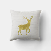 灰色の麻布のフェイクな金ゴールドホイルの雄鹿のシカそして(雄ジカの)枝角 クッション (裏面)