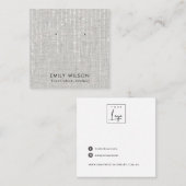 灰色の麻紐灯スタッドイヤリングディスプレイ スクエア名刺 (正面/裏面)