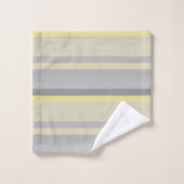 灰色の黄ストライプ色 バスタオルセット (ウォッシュタオル)