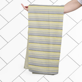 灰色の黄ストライプ色 バスタオルセット