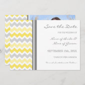 灰色の黄色い写真の結婚式の保存日付カード セーブザデート (正面/裏面)