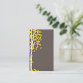 灰色の黄色い《植物》アスペンの木の名刺 名刺 (スタンド正面)