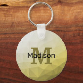 灰色の黄色のグラデーションメッシュパターンモノグラム キーホルダー (正面)