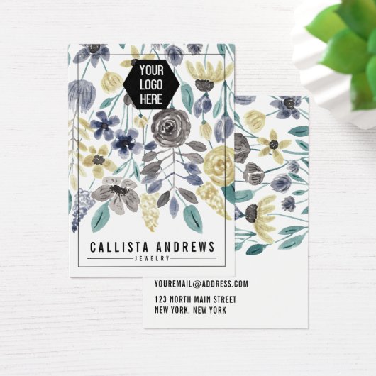 灰色の黄色のフローラキーチェーンロゴ表示カード (デスク)