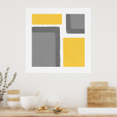 灰色の黄色のミニマリストカラーブロック ポスター (キッチン)