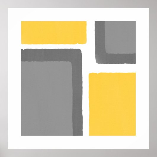 灰色の黄色のミニマリストカラーブロック ポスター (正面)