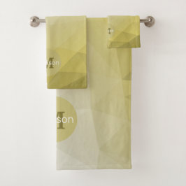 灰色の黄色のメッシュグラデーションパターカッコいいンモノグラム バスタオルセット