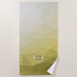 灰色の黄色のメッシュグラデーションパターカッコいいンモノグラム ビーチタオル