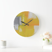 灰色の黄色のモダン白抽象芸術絵画 ラージ壁時計 (ホーム)