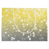 灰色の黄色の光の輝く《写真》ぼけ味抽象芸術モノグラム ラージペーパーバッグ (裏面)