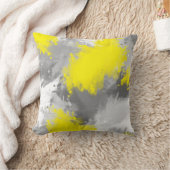 灰色の黄色の抽象芸術のブラシストローク クッション (ブランケット)